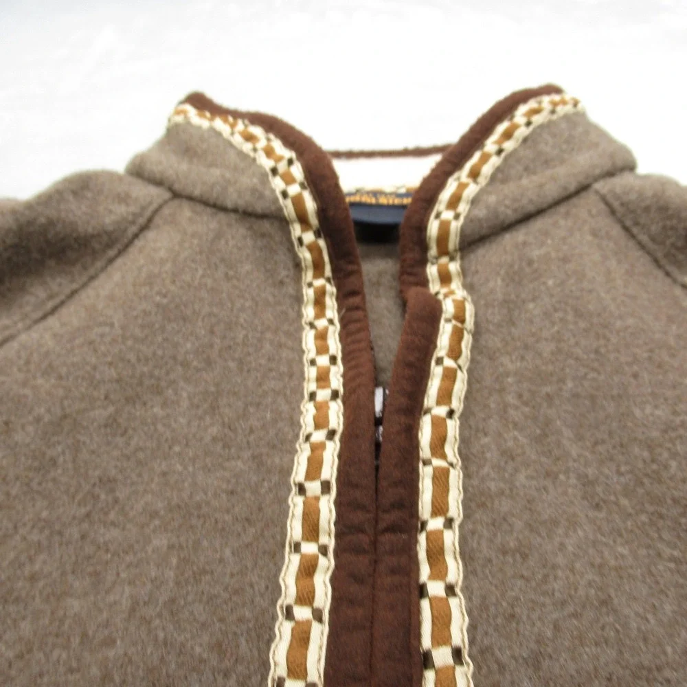 Woolrich Wool Jacket Women XL Brown Aztec Southwestern Trim FullZip READ VTG - Picture 5 of 13